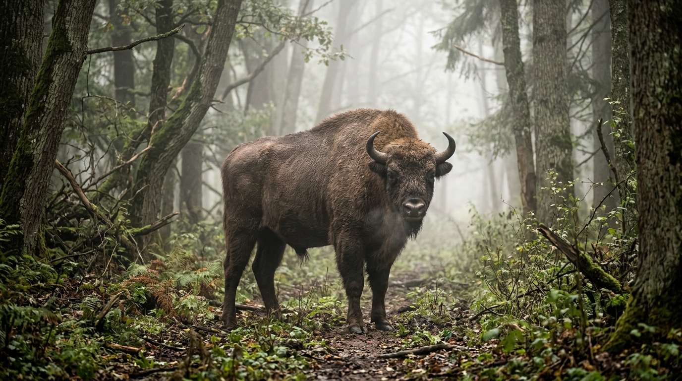 Wolves Filmed for the First Time Hunting European Bison in a Millennia-Old Forest